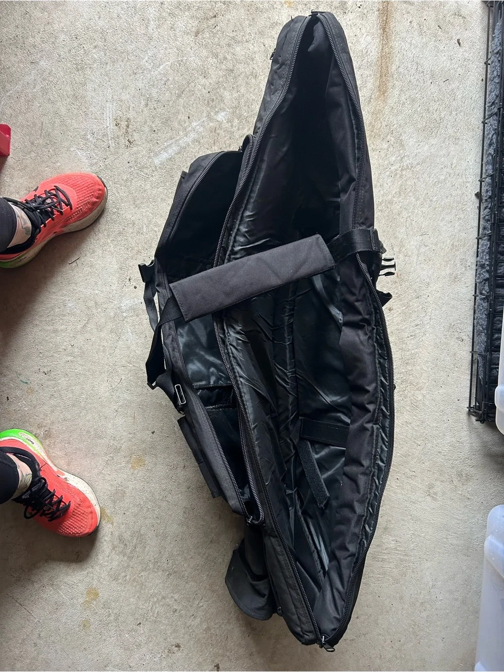 Men's Black Tactical Duffel Bag with Multiple Front Pockets